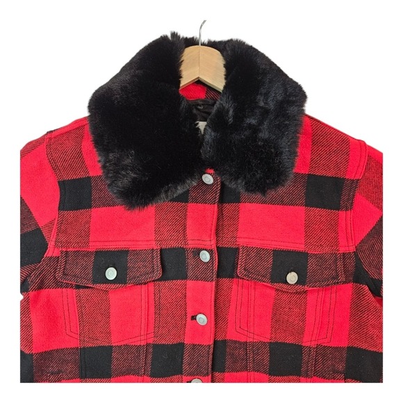 GAP Womans Icon Wool‎ Blend Bomber Plaid Jacket Filled Quilted Cool Weather - Picture 1 of 14